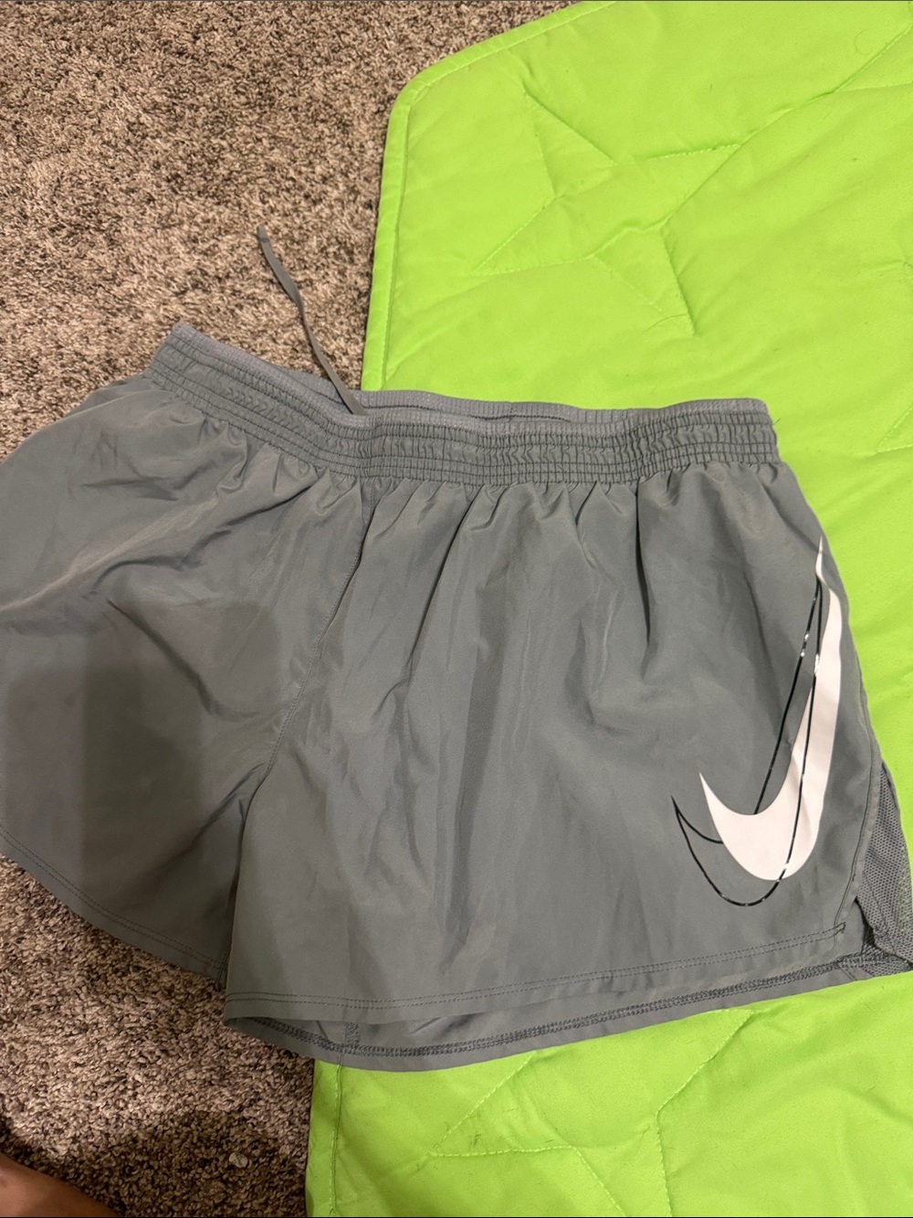 Nike Women's Gray Athletic Running Shorts with White Swoosh